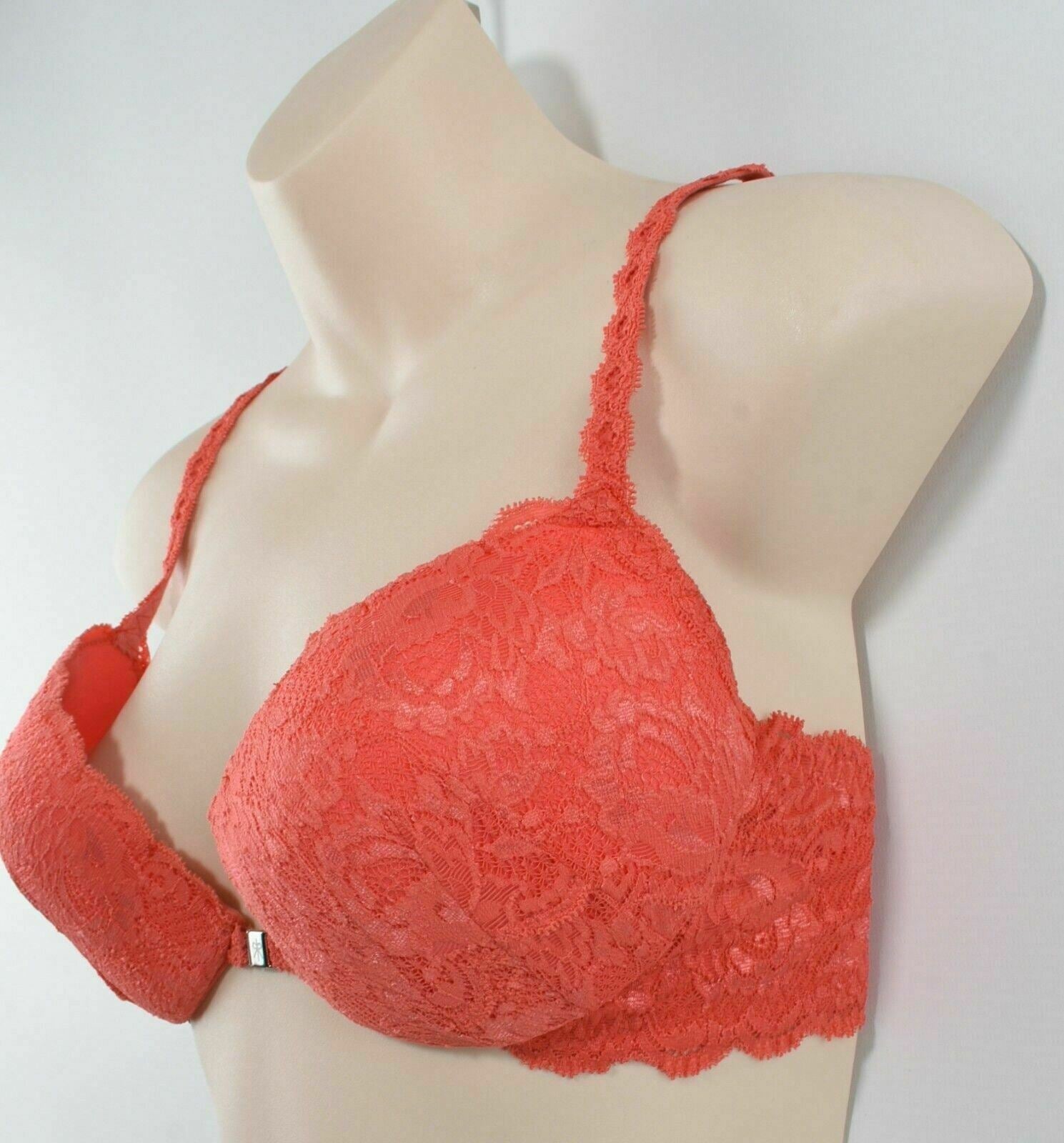 COSABELLA Women's Red Floral Lace Push Up Bra, Front Closure, 34D