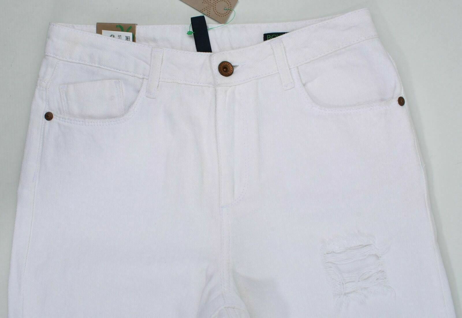 BENETTON JEANS Women's Boyfriend Cut Distressed look White Jeans- W26