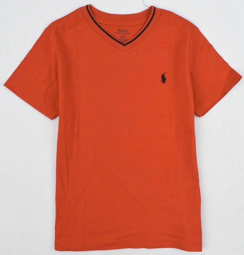 POLO RALPH LAUREN Boys' Classic V Neck T-shirt, Red, sizes 2 y /5 y /7 years