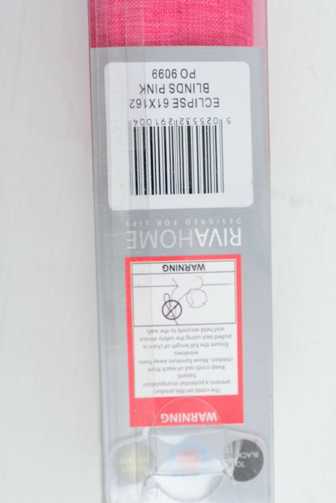 RIVA HOME Eclipse Blackout Roller Blinds, Pink, 61cm x 162cm