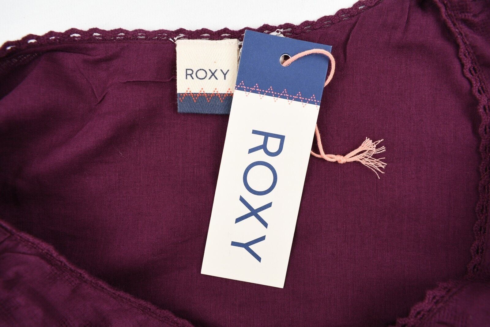 ROXY Women's V-neck Longline Boho Tunic Top, Plum Purple, size XS