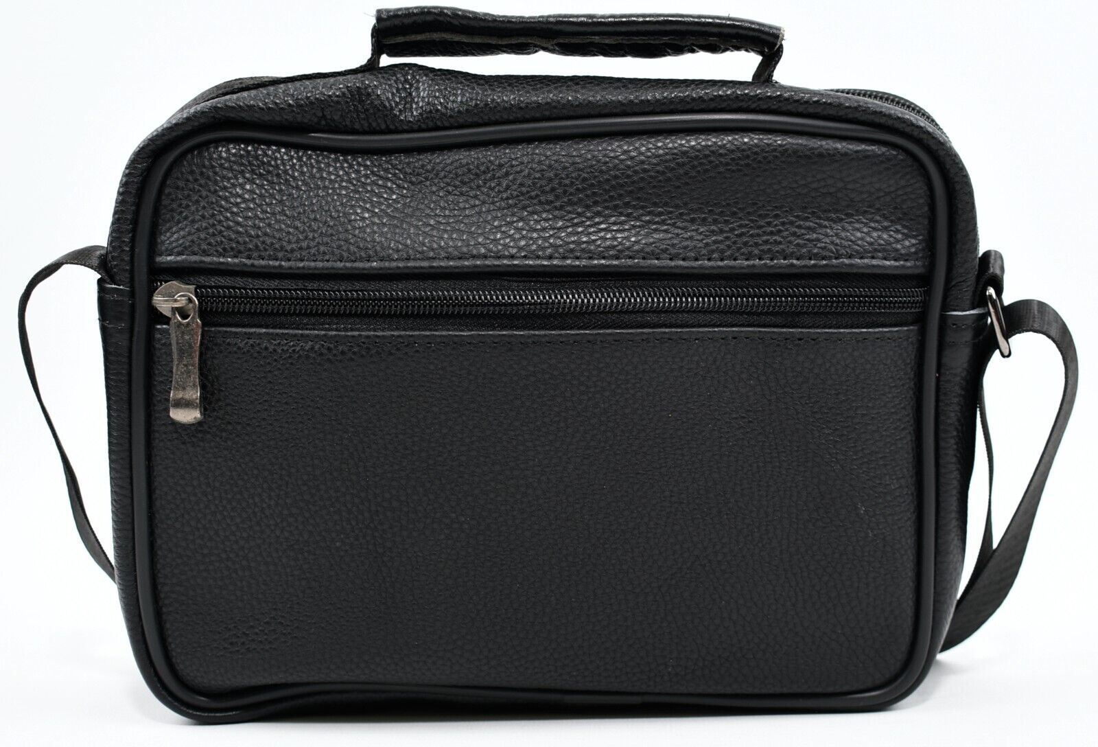 Genuine Cowhide Leather Small Messenger Bag /Crossbody /Shoulder Bag - Black