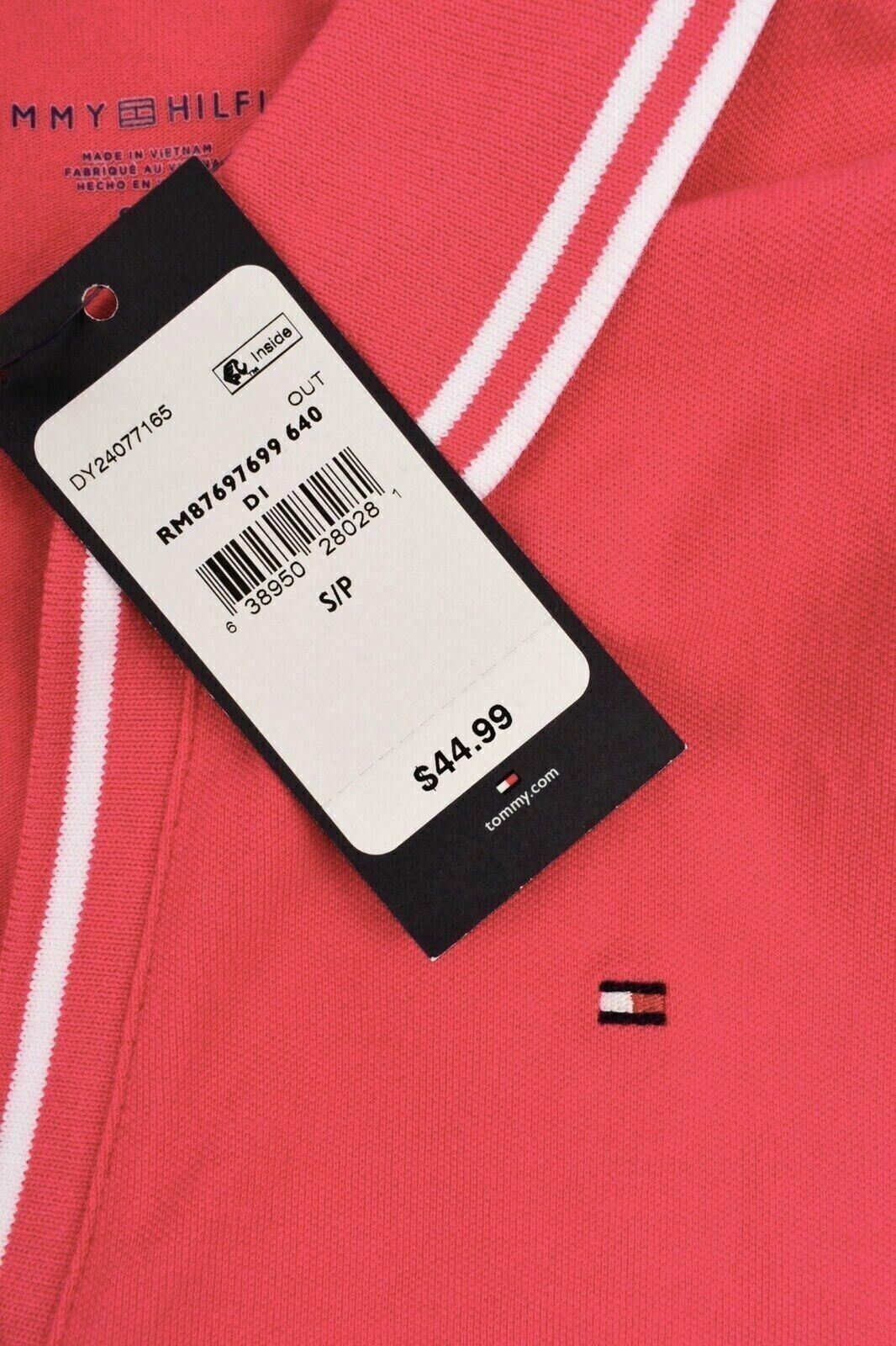 TOMMY HILFIGER Women's V-neck Polo Shirt, Pink, size XS