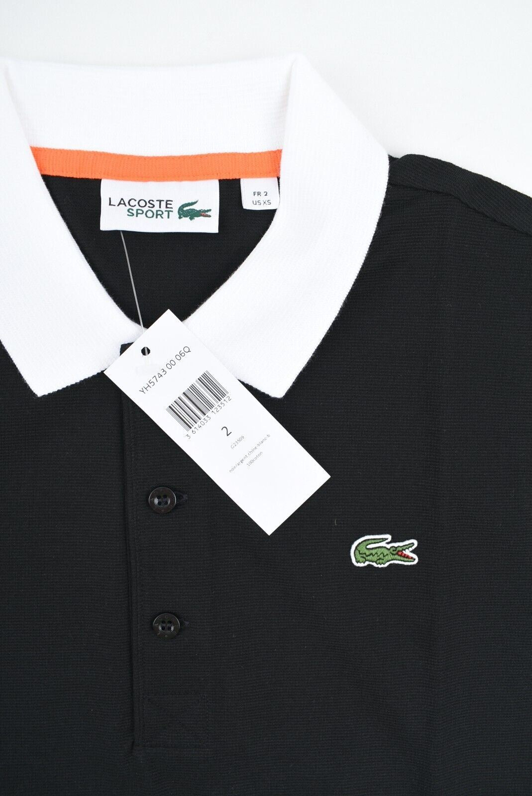 LACOSTE SPORT Men's Colour-blocked Black & Grey Polo Shirt, size 2 / XS