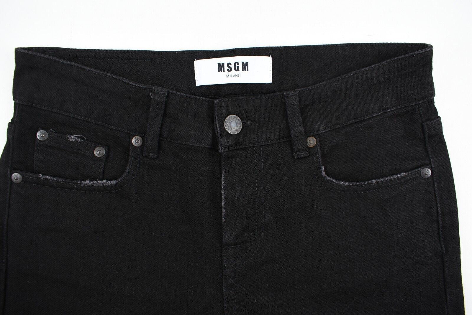 MSGM Women's Black Cropped Jeans, Lightly Distressed, size IT 38 /UK 6