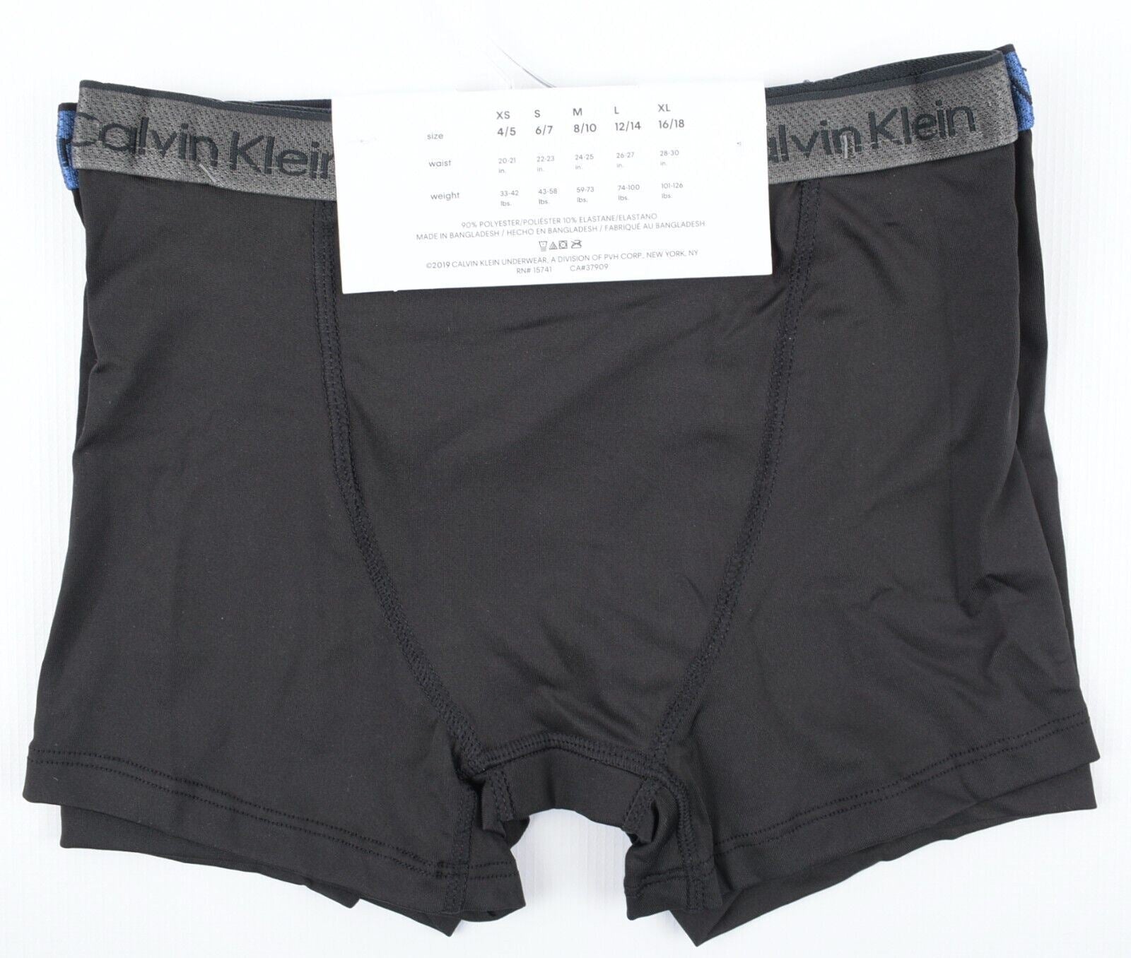 CALVIN KLEIN Boys' 2-pack Performance Boxer Briefs, Black, size 8-10 years