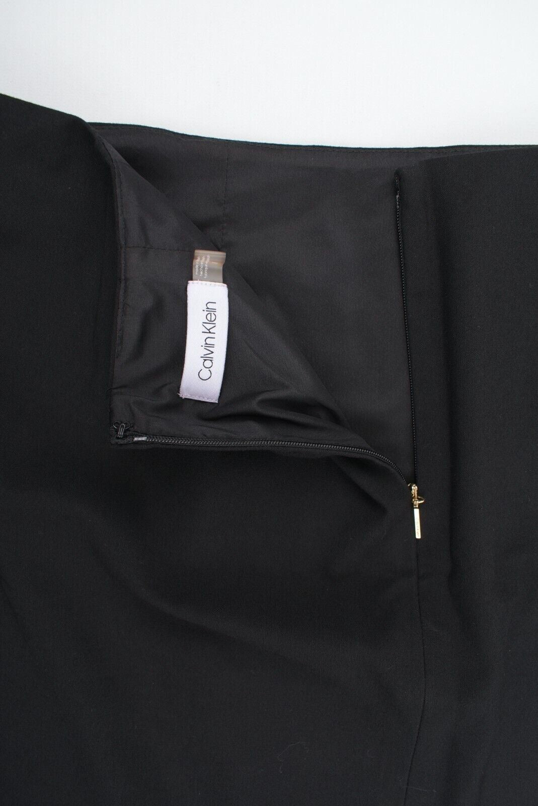 CALVIN KLEIN Women's Smart Black MIDI Skirt with Kick Split, size M-L