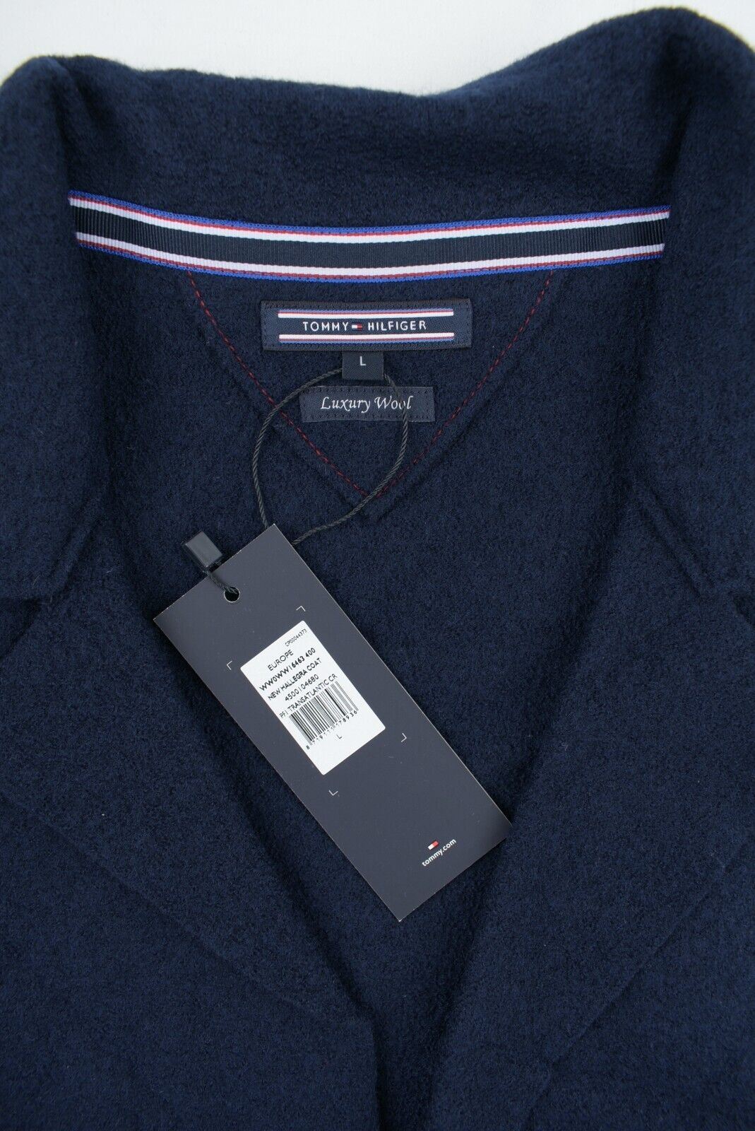 TOMMY HILFIGER Women's HALLEGRA Oversized Wool Coat, Navy Blue, size L