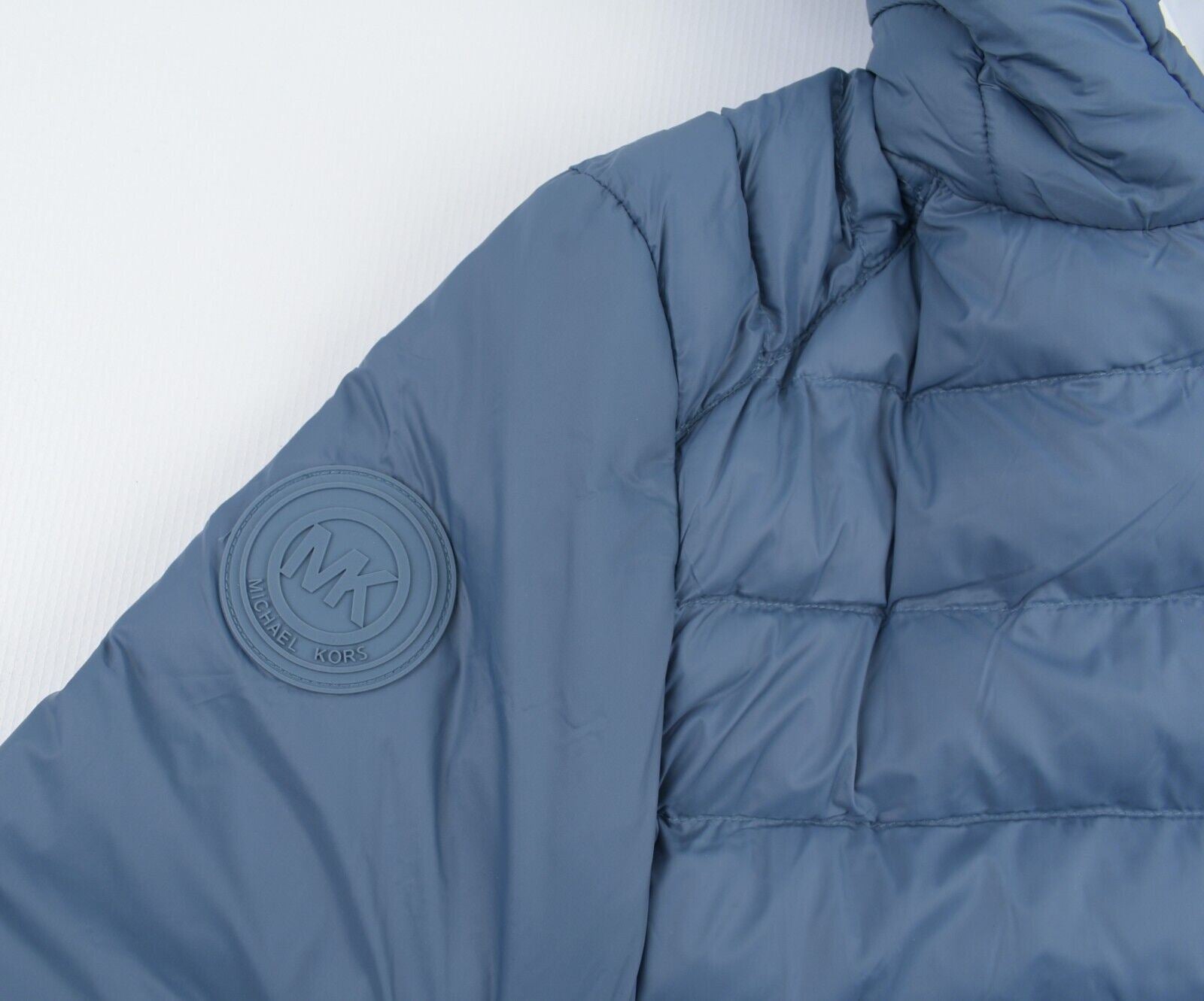 MICHAEL KORS Men's Lightly Padded Hooded Wind-proof Jacket, Blue, size SMALL