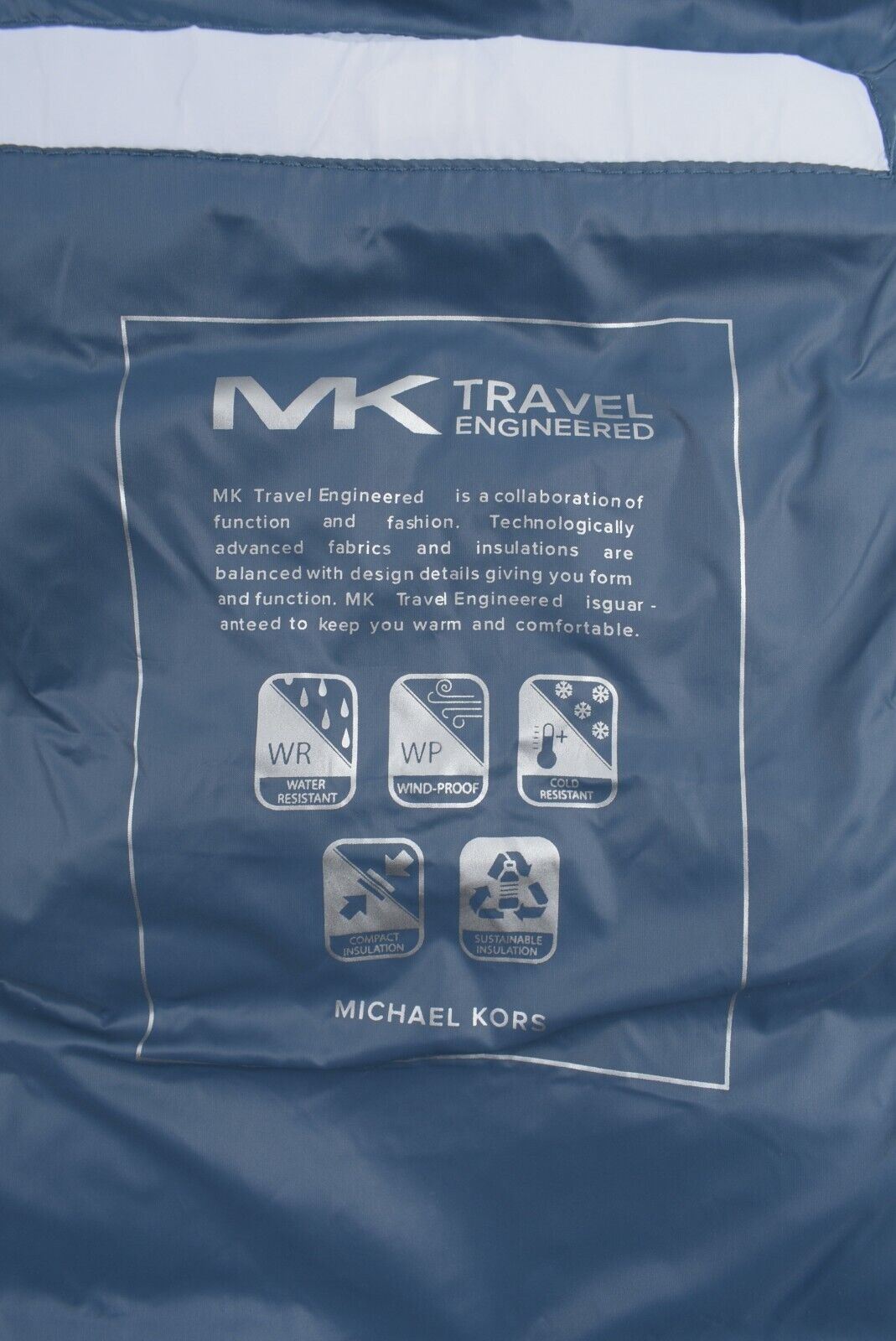 MICHAEL KORS Men's Lightly Padded Hooded Wind-proof Jacket, Blue, size SMALL