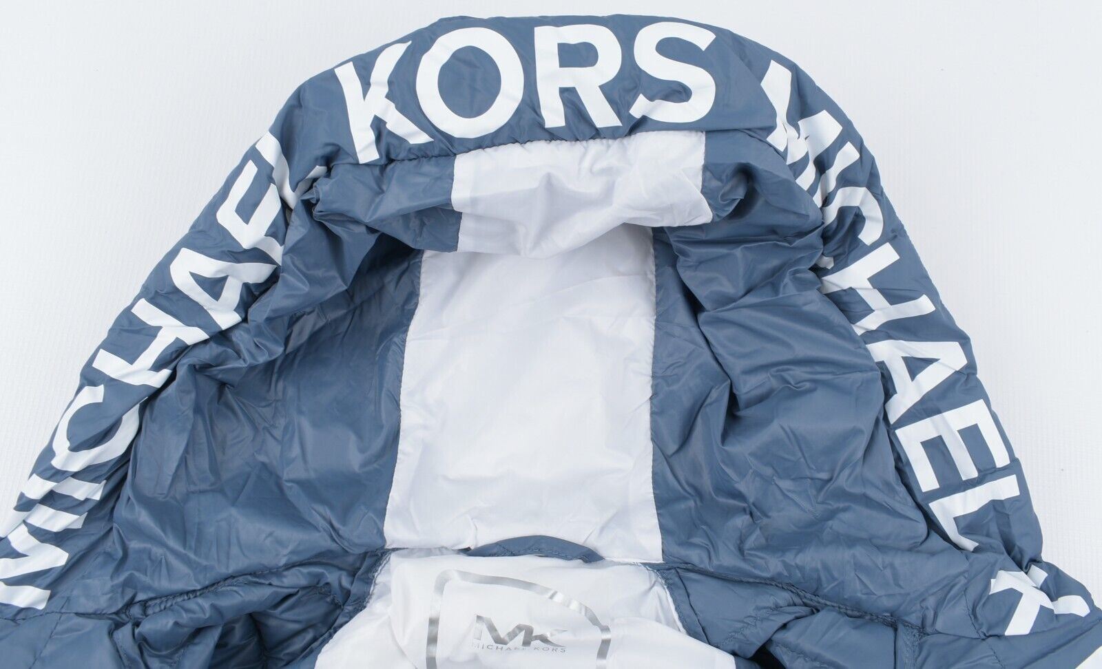 MICHAEL KORS Men's Lightly Padded Hooded Wind-proof Jacket, Blue, size SMALL