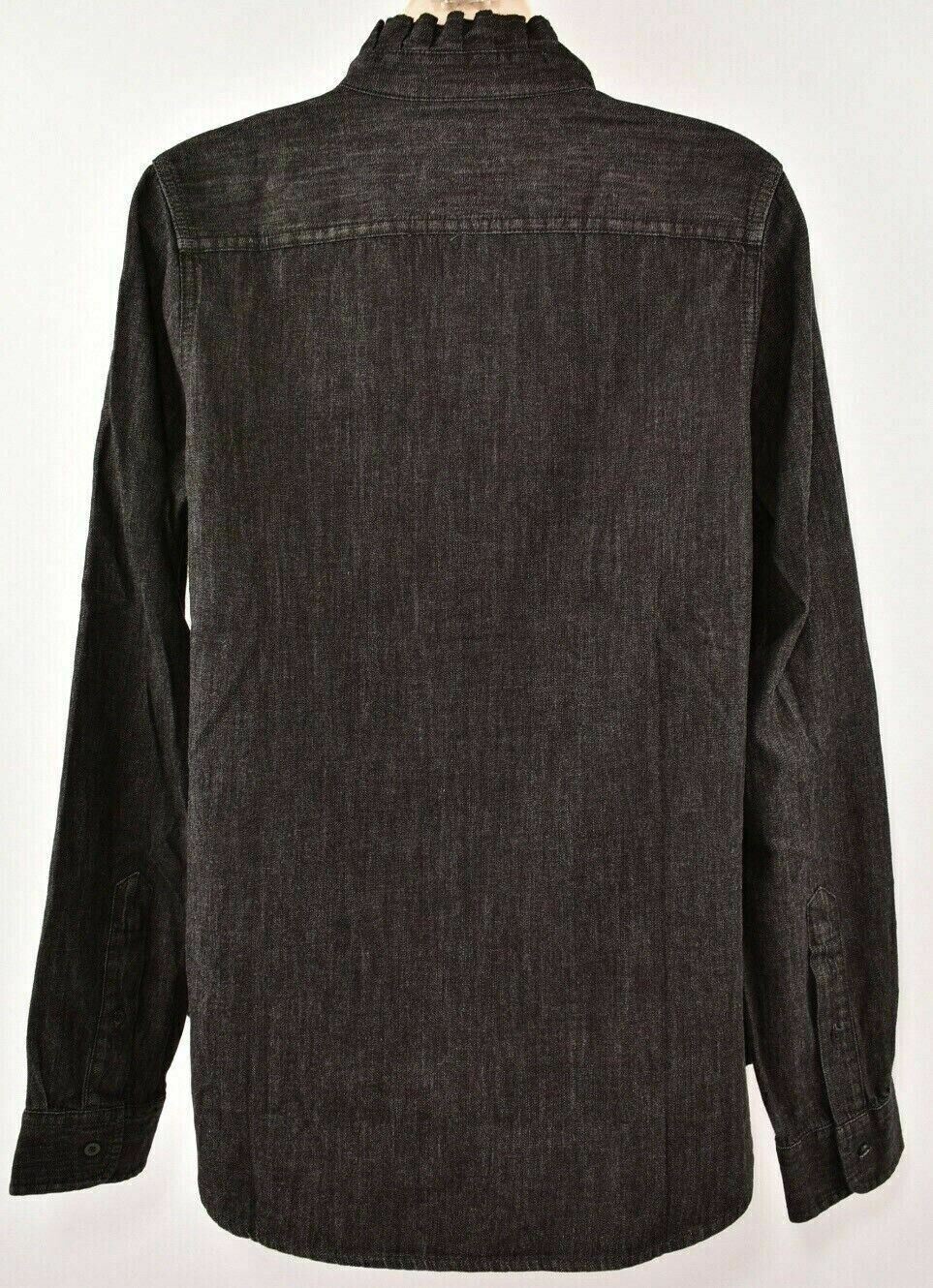 LAUREN RALPH LAUREN Women's Frill Detail Shirt Top, Denim Black, UK 8