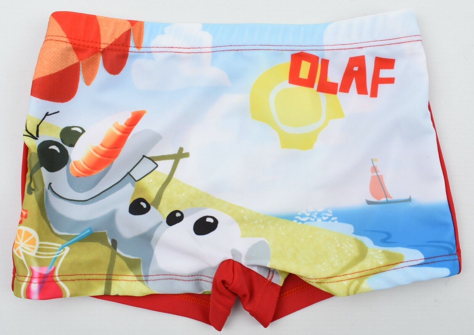DISNEY Boys' FROZEN OLAF Short Swim Trunks, Red/Multicoloured, size 6 years
