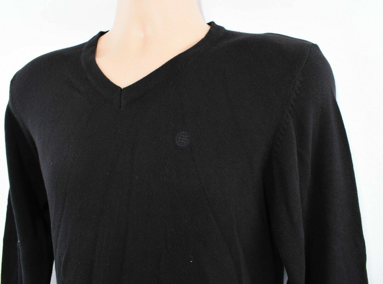 BLEND Men's V-Neck Cotton Knit Jumper, Black, size SMALL