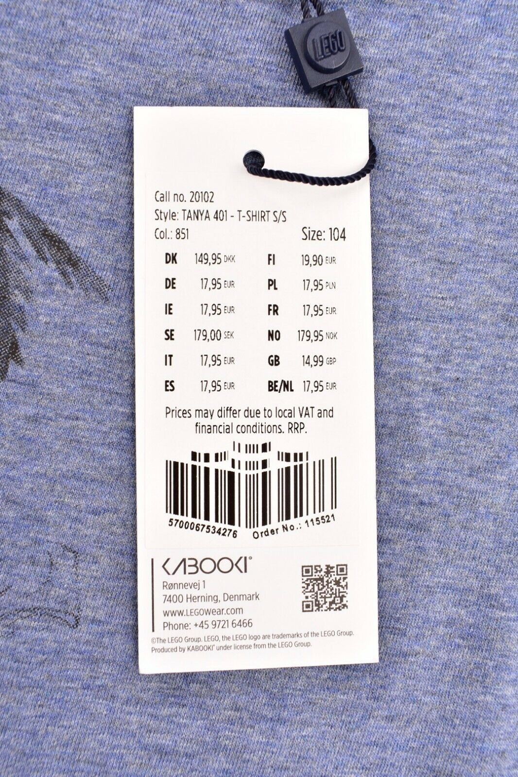 LEGO WEAR Girls' Kids' TANYA 401 Printed T-shirt / Top, Blue, 4 Years