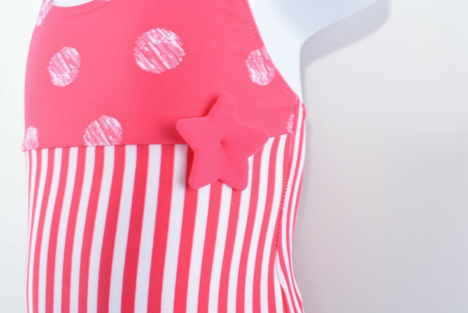 BELLYBUTTON Girls Pink/White Striped One Piece Swimsuit - 2 years to 3 years