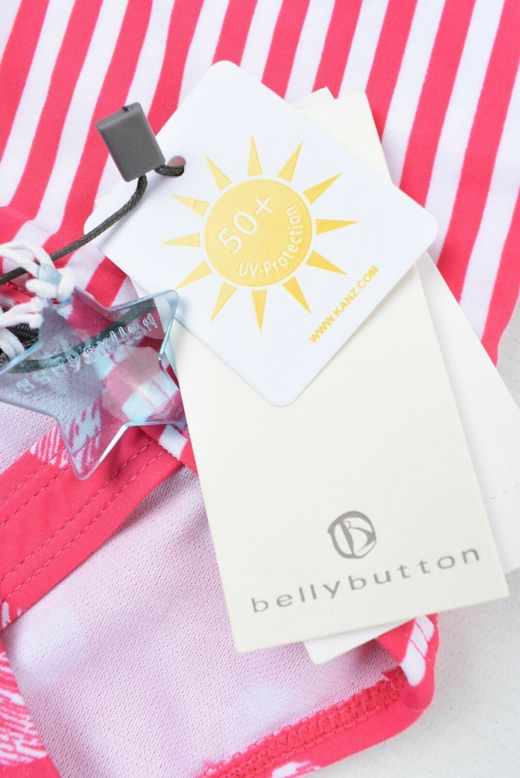 BELLYBUTTON Girls Pink/White Striped One Piece Swimsuit - 2 years to 3 years