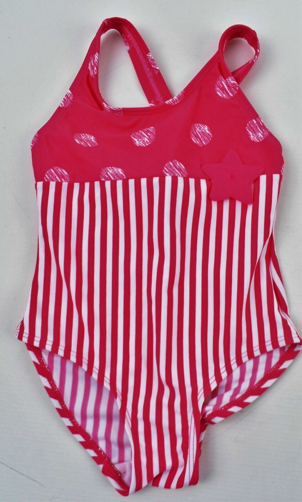 BELLYBUTTON Girls Pink/White Striped One Piece Swimsuit - 2 years to 3 years