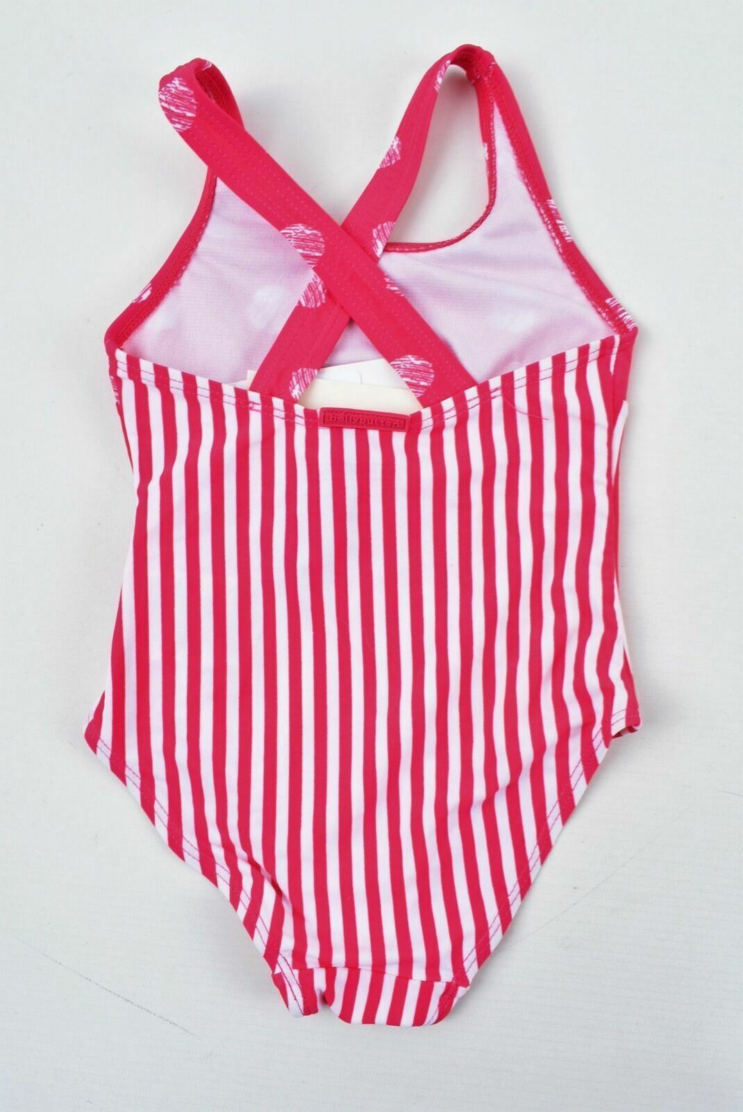 BELLYBUTTON Girls Pink/White Striped One Piece Swimsuit - 2 years to 3 years