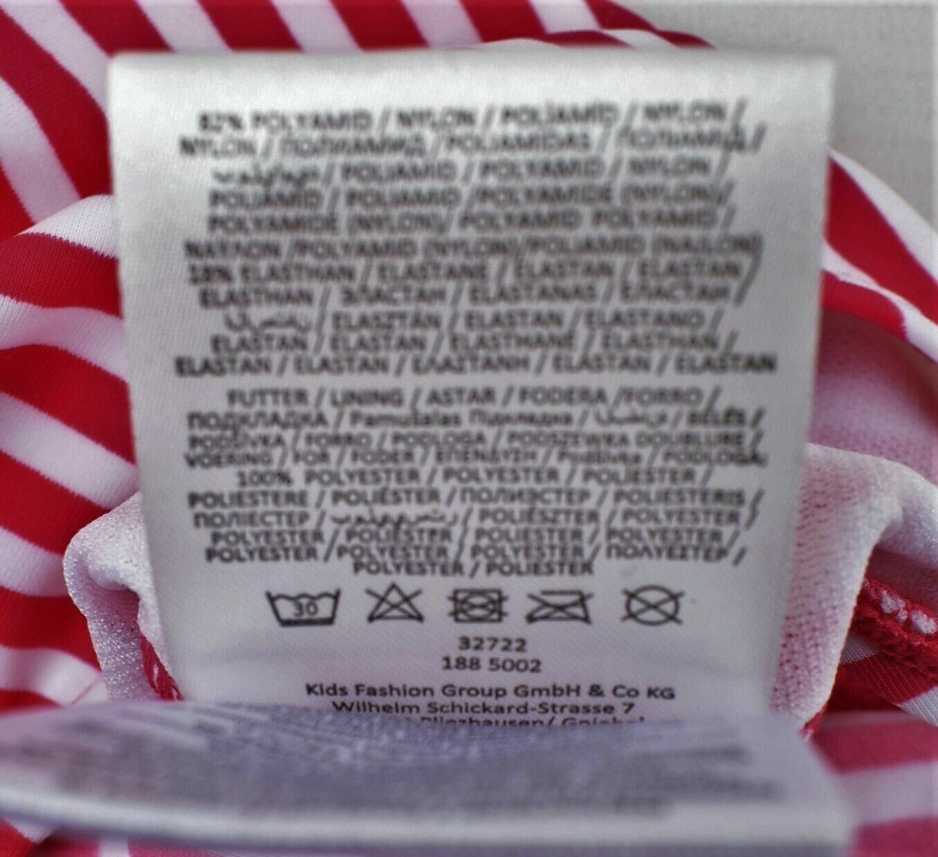 BELLYBUTTON Girls Pink/White Striped One Piece Swimsuit - 2 years to 3 years