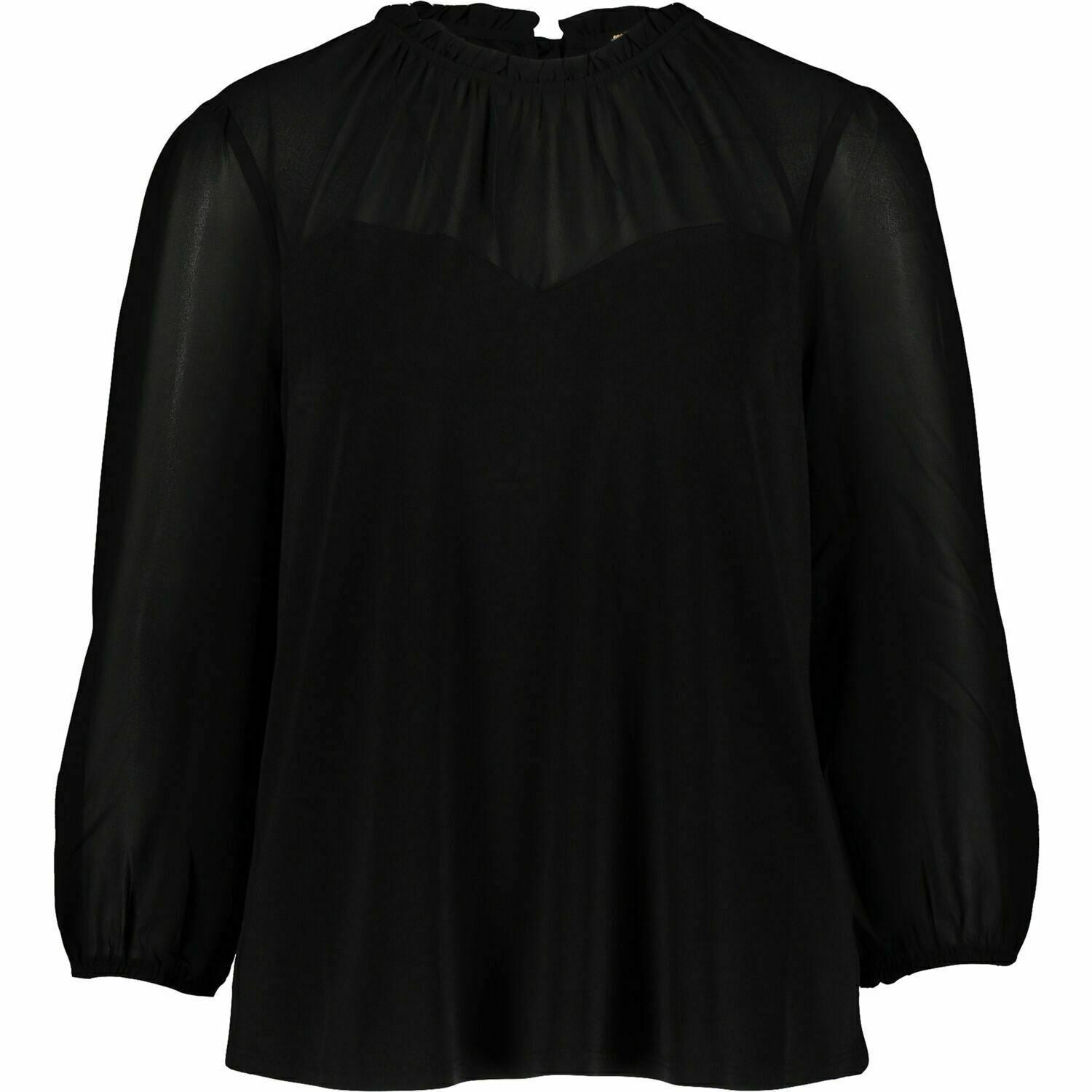 FAITH & JOY Womenâs 3/4 Sleeve Chiffon & Viscose Blouse Top, Black, size S