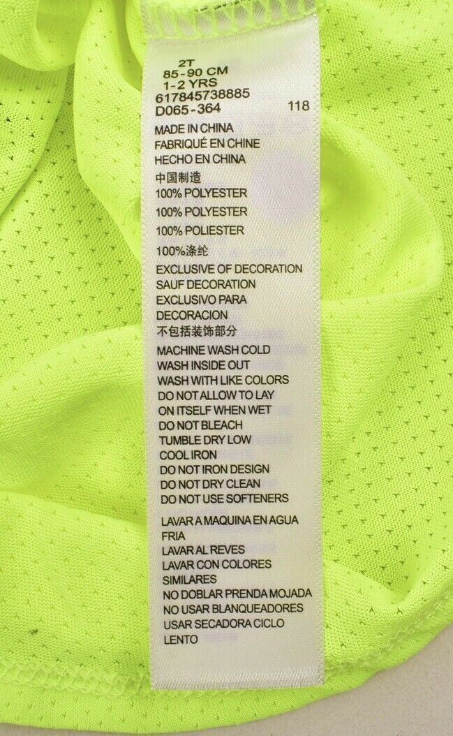 NIKE Girls' Kids' DRI-FIT Slogan Print T-shirt / Top, Fluo Green, 1 year 2 years