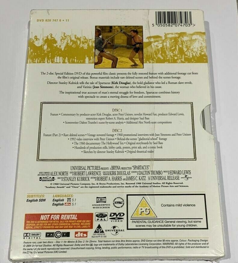 Spartacus (DVD, 2004, 2-Disc Set)  Special Edition - Sealed