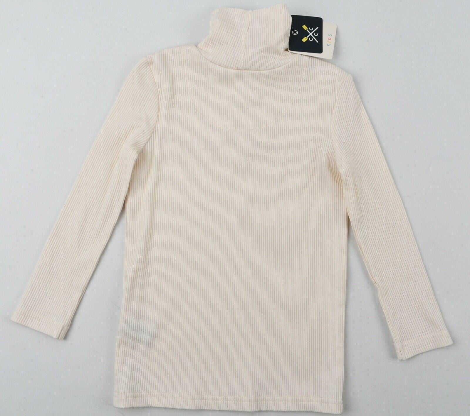 CCC KIDS Girls' Ribbed Cat Face Roll Neck Top, Cream, size 5-6 years
