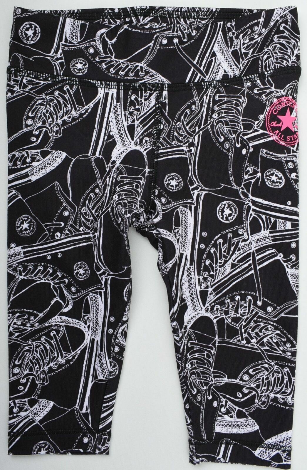 CONVERSE ALL-STAR Girl's Black & White 'Chuck' Capri Leggings 2 years to 3 years