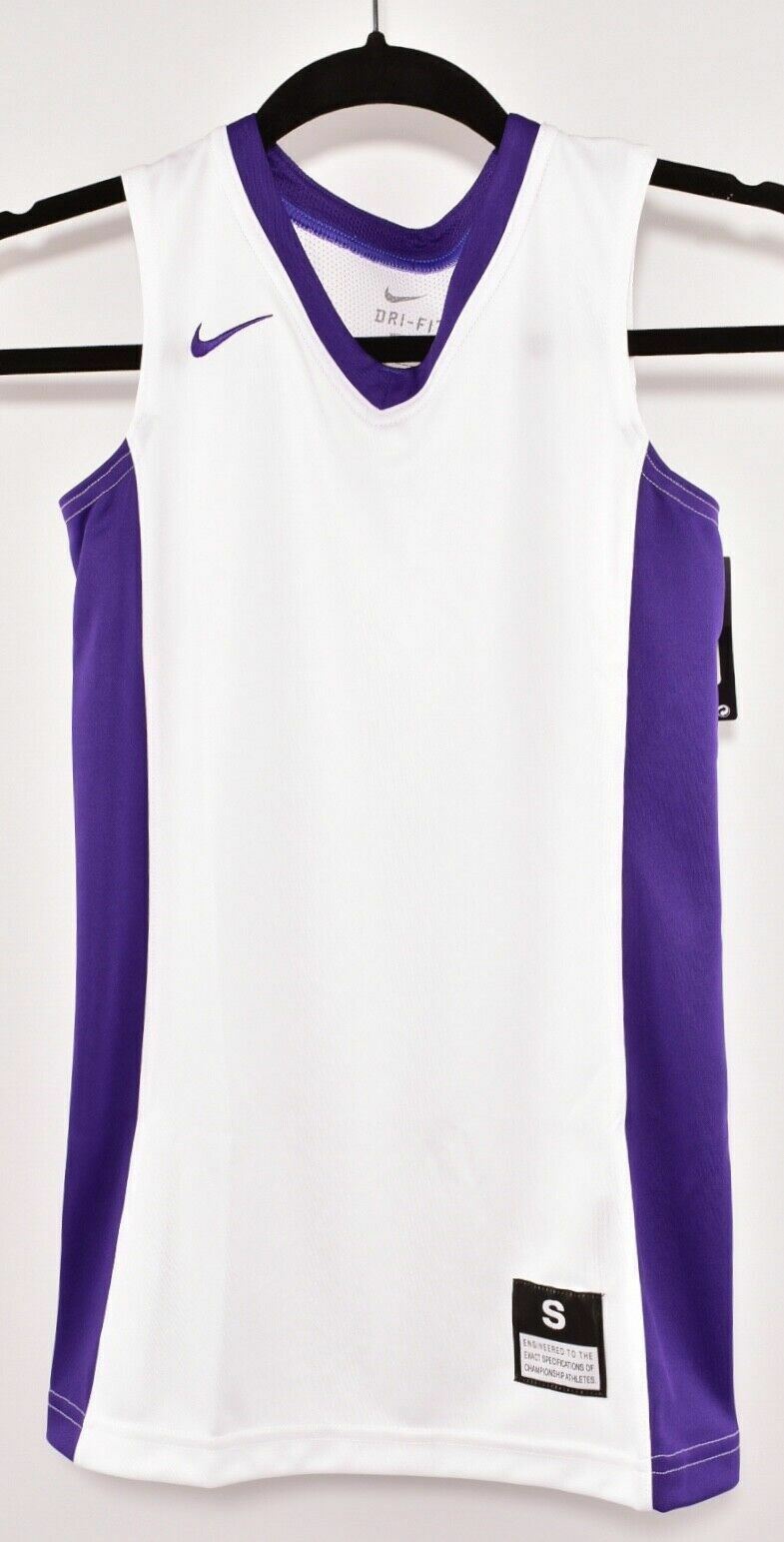 NIKE DRI-FIT Girls' Kids' Performance Tank Top, White Purple, 8 years to 9 years