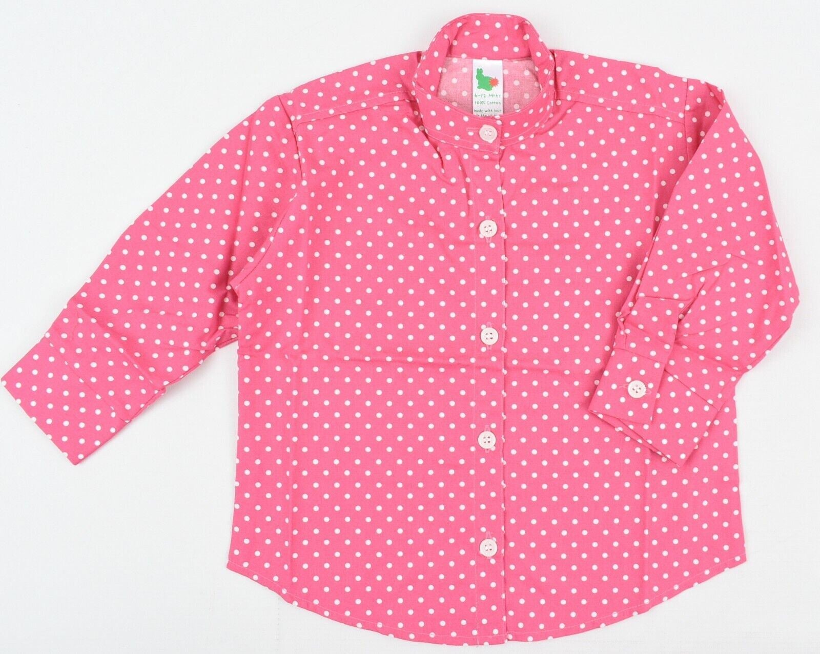 GREEN RABBIT Baby Girls' Polka Dot Shirt, Pink, MADE IN UK, size 6-12 Months