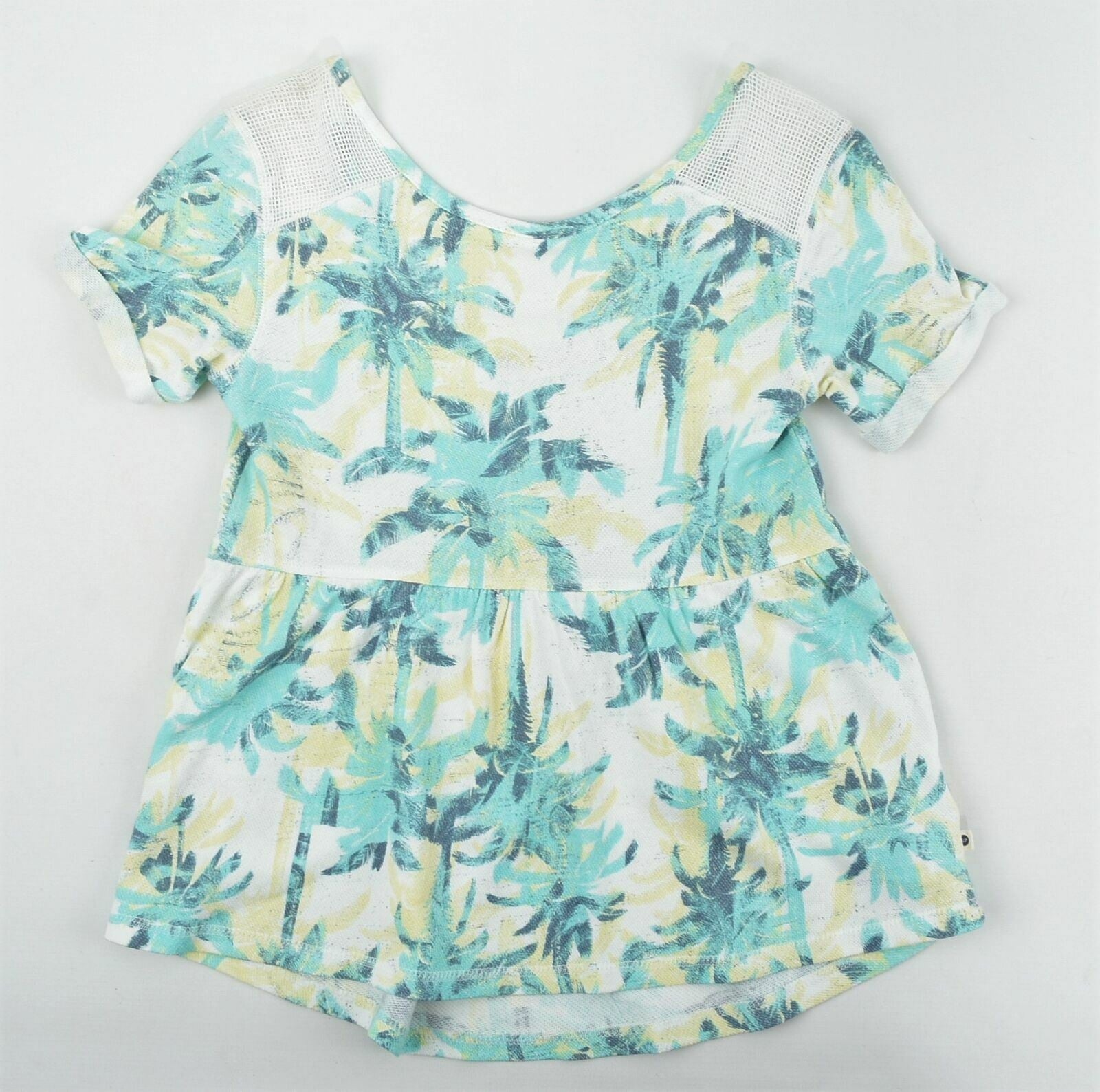 ROXY Women's Palm Tree Short Sleeved Wide Collar Cotton T-Shirt- Size XS