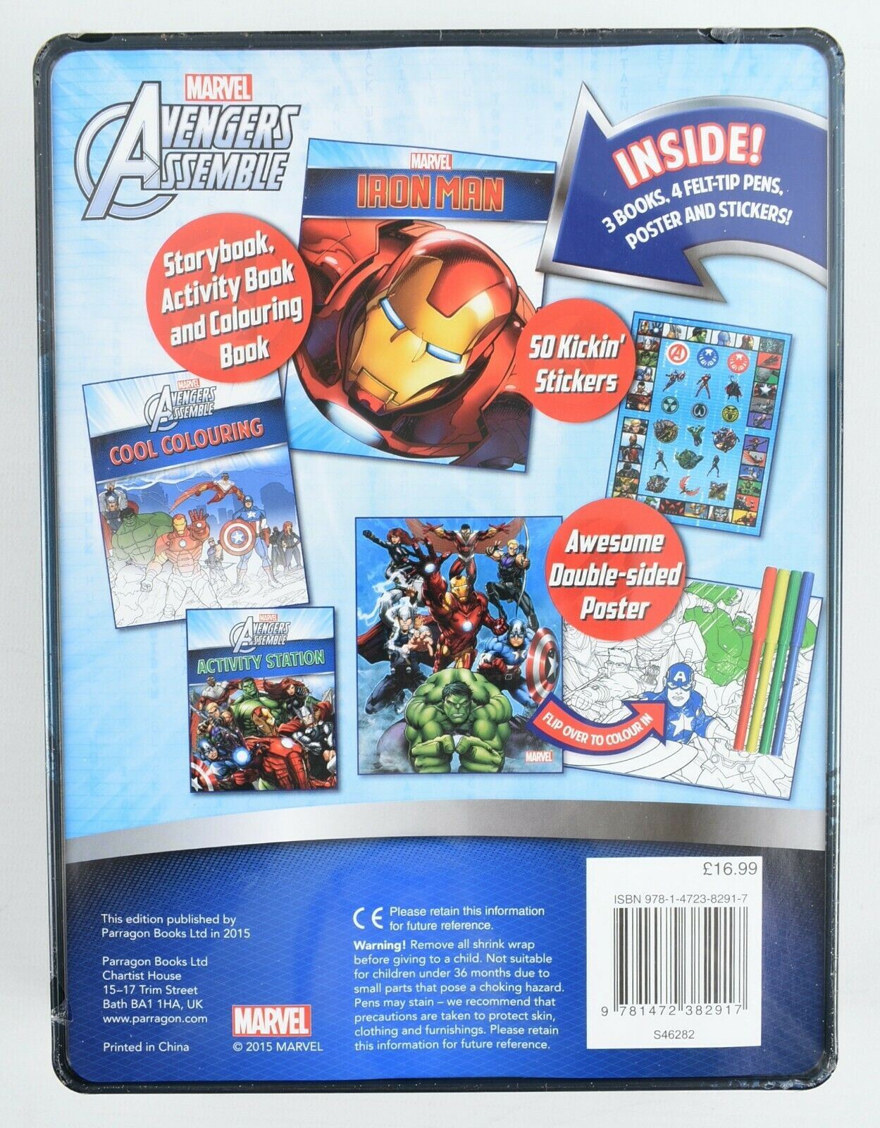 MARVEL AVENGERS ASSEMBLE Activity Pack, Tin Box, Books/Poster/Stickers