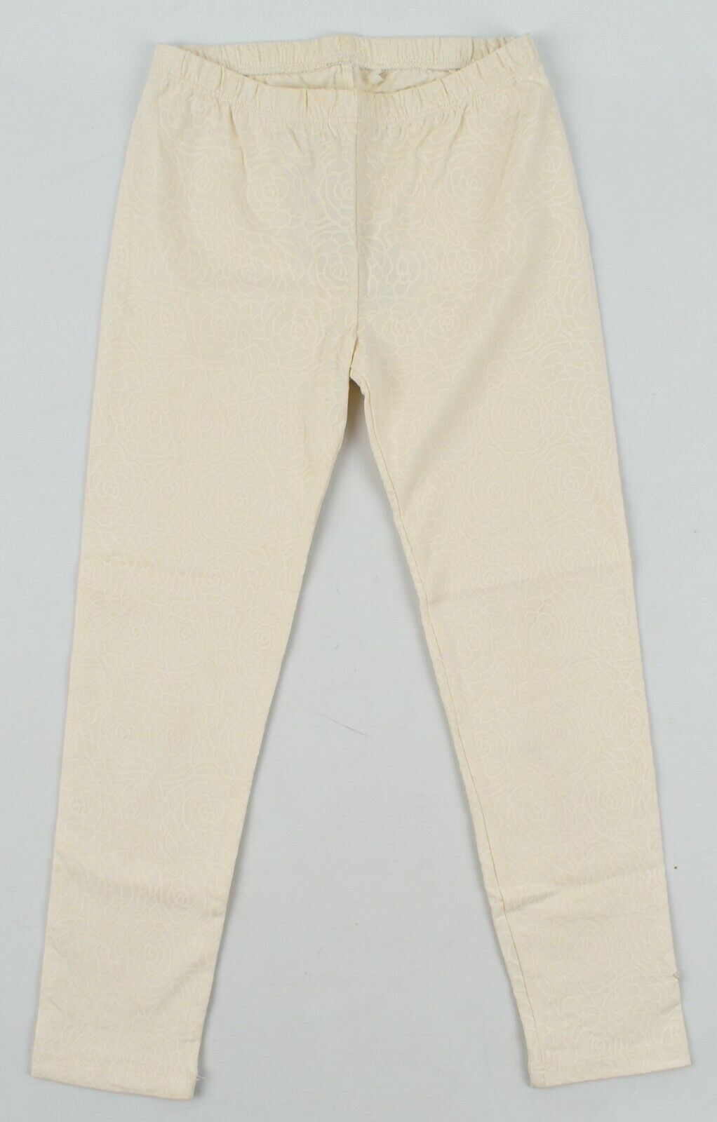 GUESS Girls' Kids' Cream Textured Cotton Leggings, size 5 years