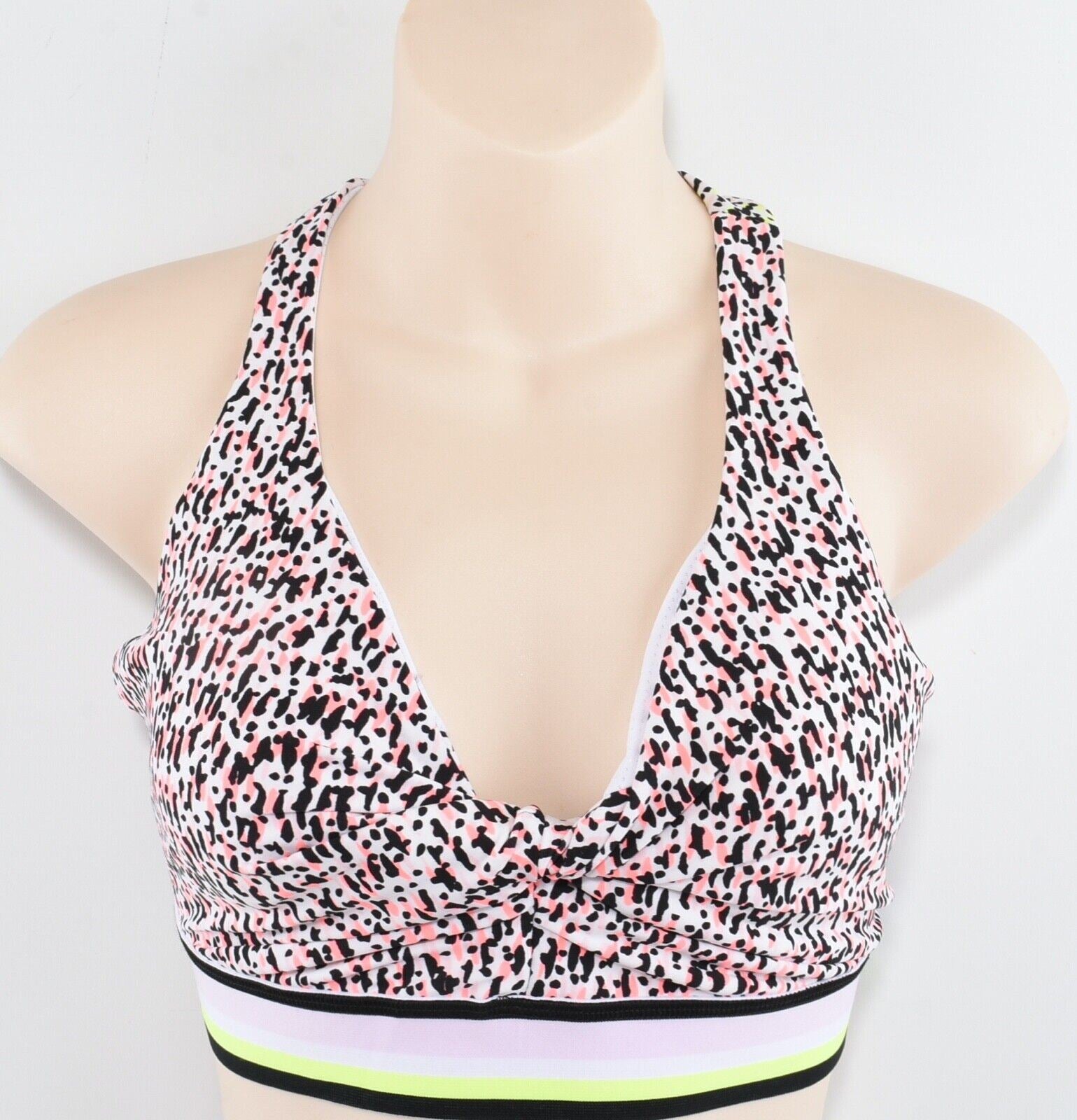 DKNY SPORT Women's Twist Padded Sports Bra, Confetti Print, Low-Impact, size M