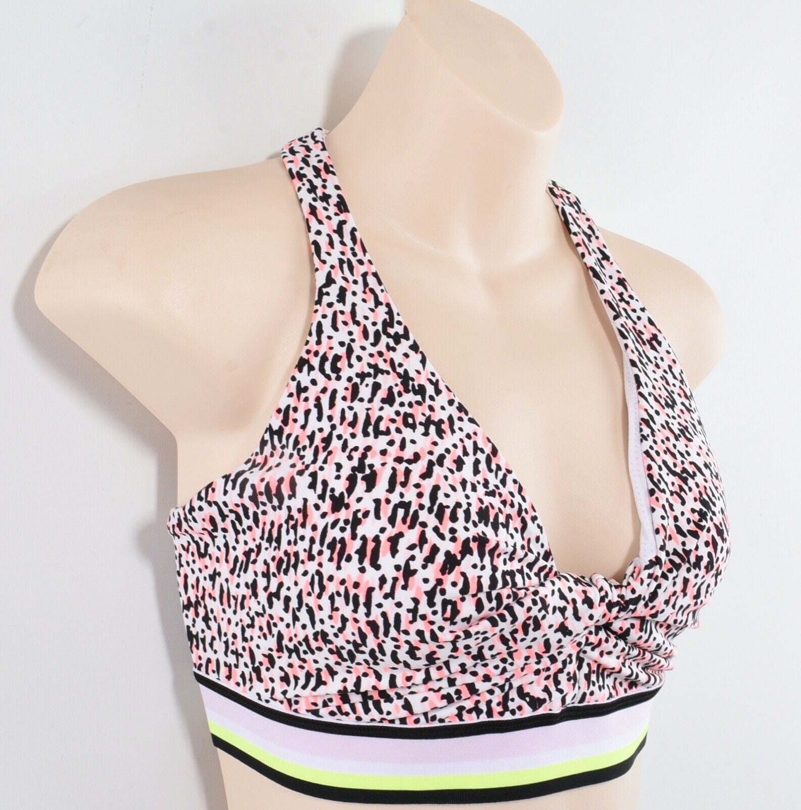 DKNY SPORT Women's Twist Padded Sports Bra, Confetti Print, Low-Impact, size M