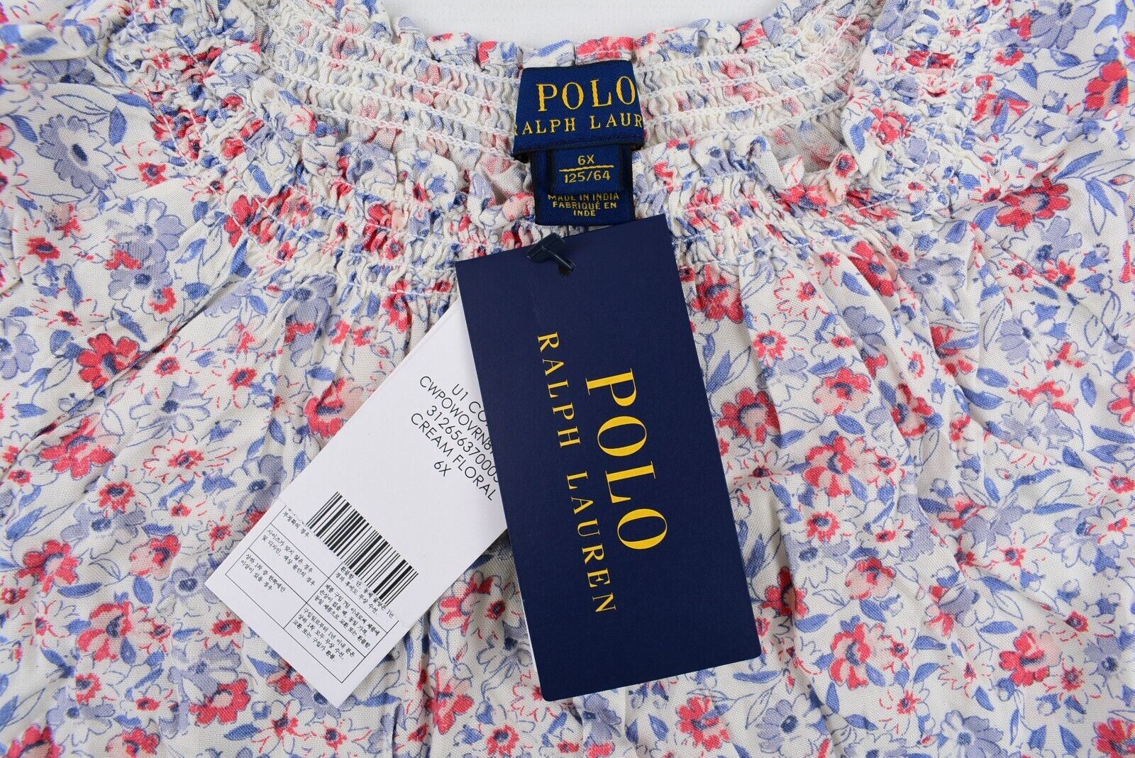 POLO RALPH LAUREN Girls' Short Sleeve Floral Tunic Top, size 6-7 years