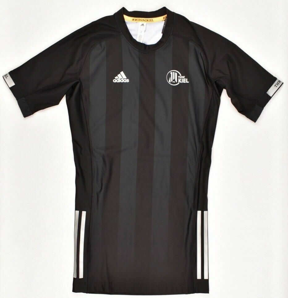 ADIDAS Men's THW KIEL Football Top Jersey, Black/Dark Grey, size SMALL