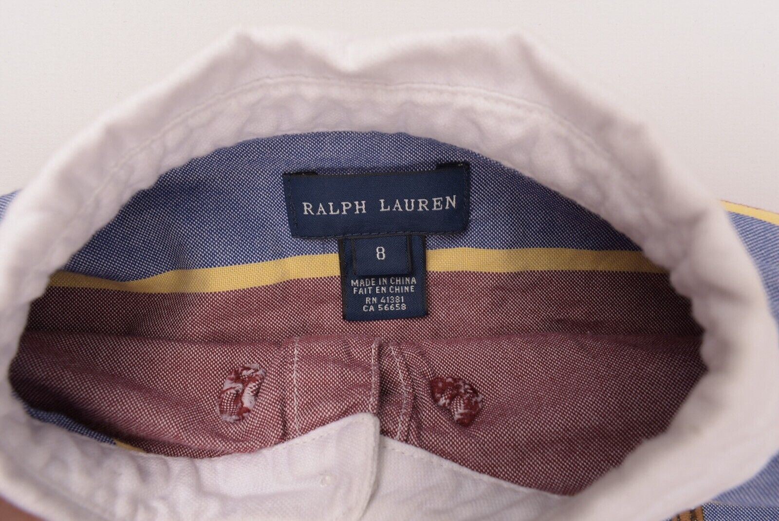 RALPH LAUREN Boys' Kids' Striped Shirt Top, Red/Blue, size 8 years