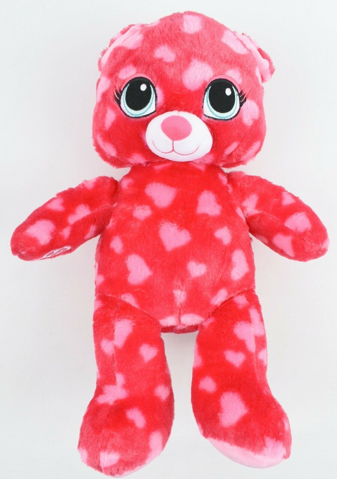 BUILD-A-BEAR Pink Heart Teddy Bear & Drawstring Bag Excellent Condition