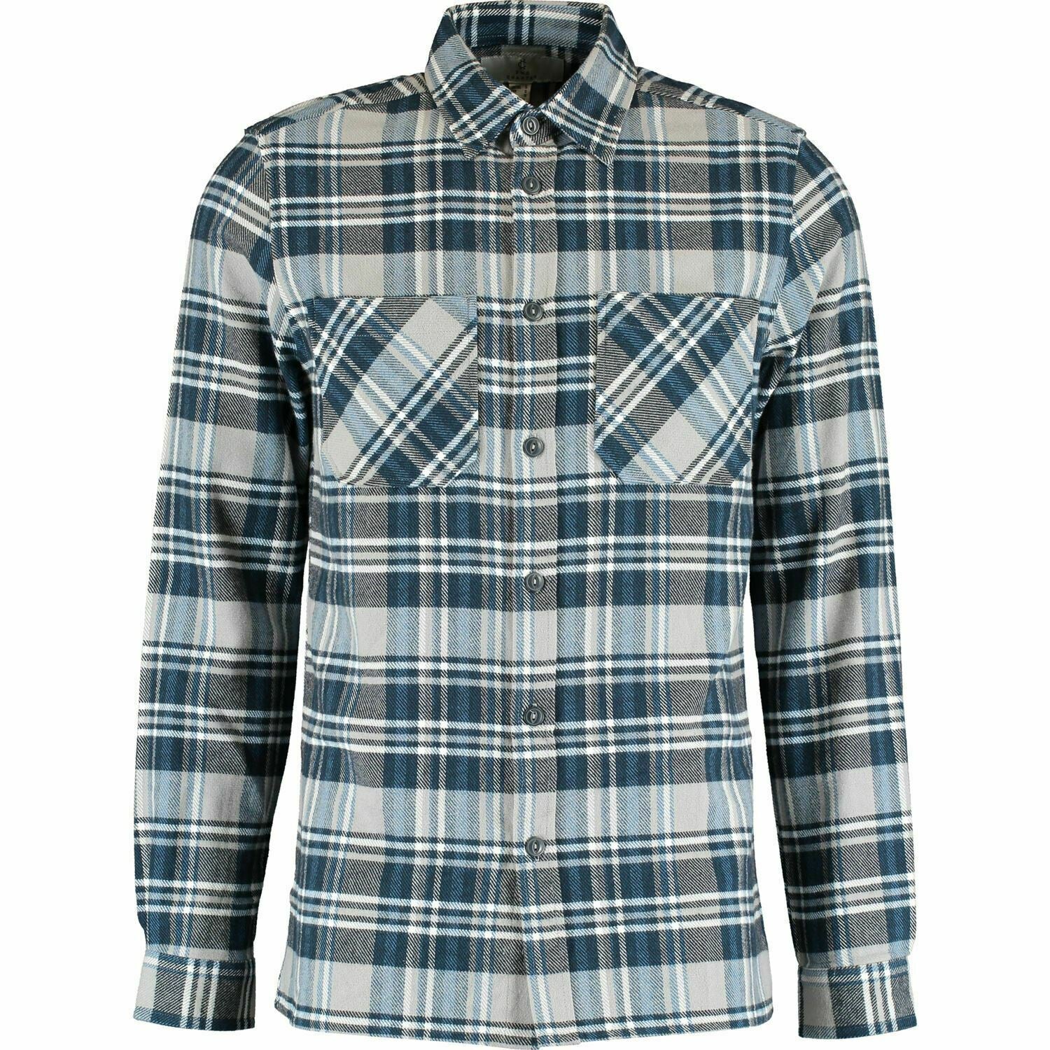 2ND CHAPTER Men's Grey/Blue Checked Thick Flannel Shirt, size SMALL