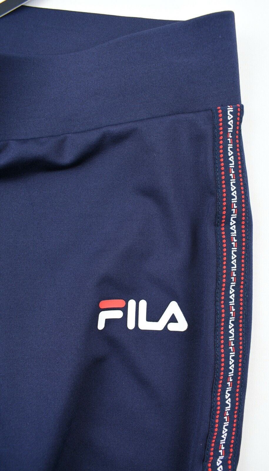FILA Women's ELISE Dot Stripe Side Activewear Leggings, Navy Blue, size S