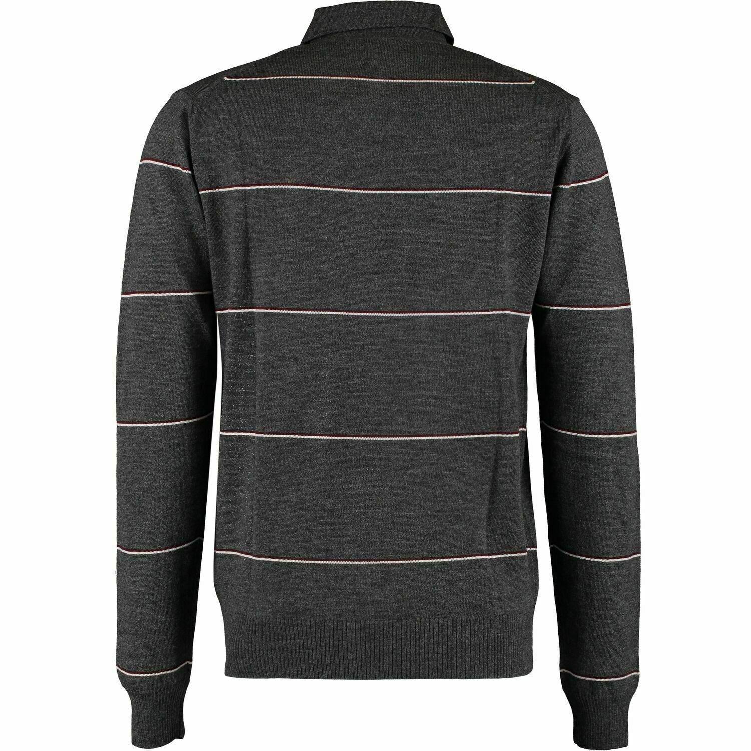 PETER WERTH Men's Grey Striped 100% Wool Polo Jumper Top, size SMALL