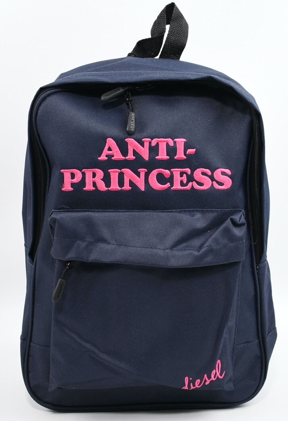 DIESEL Girls' Navy Blue & Pink Backpack, with Laptop Sleeve, 38 x 27 x 11 cm
