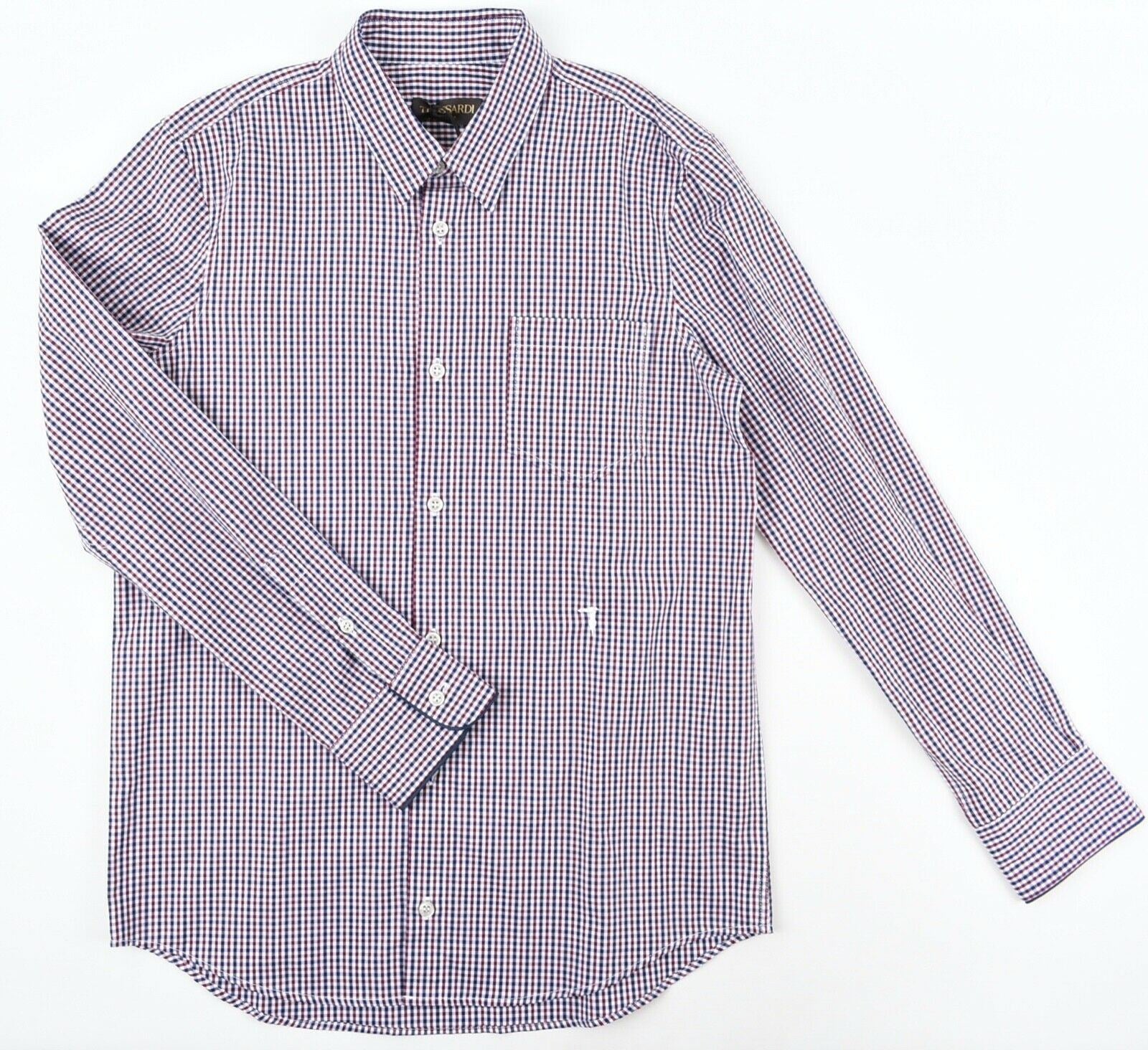 TRUSSARDI JUNIOR Boys' Long Sleeve Checked Shirt, Blue/Red, size 12 years