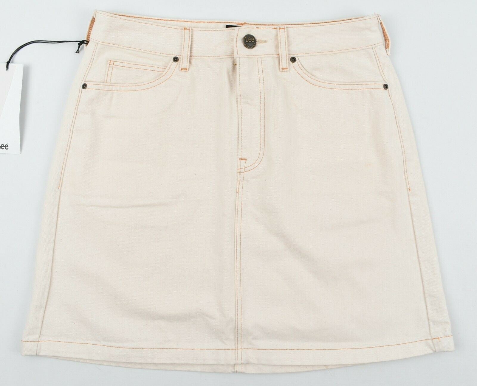 LEE Women's Original Rigid - Cream Denim Mini Skirt, size W28