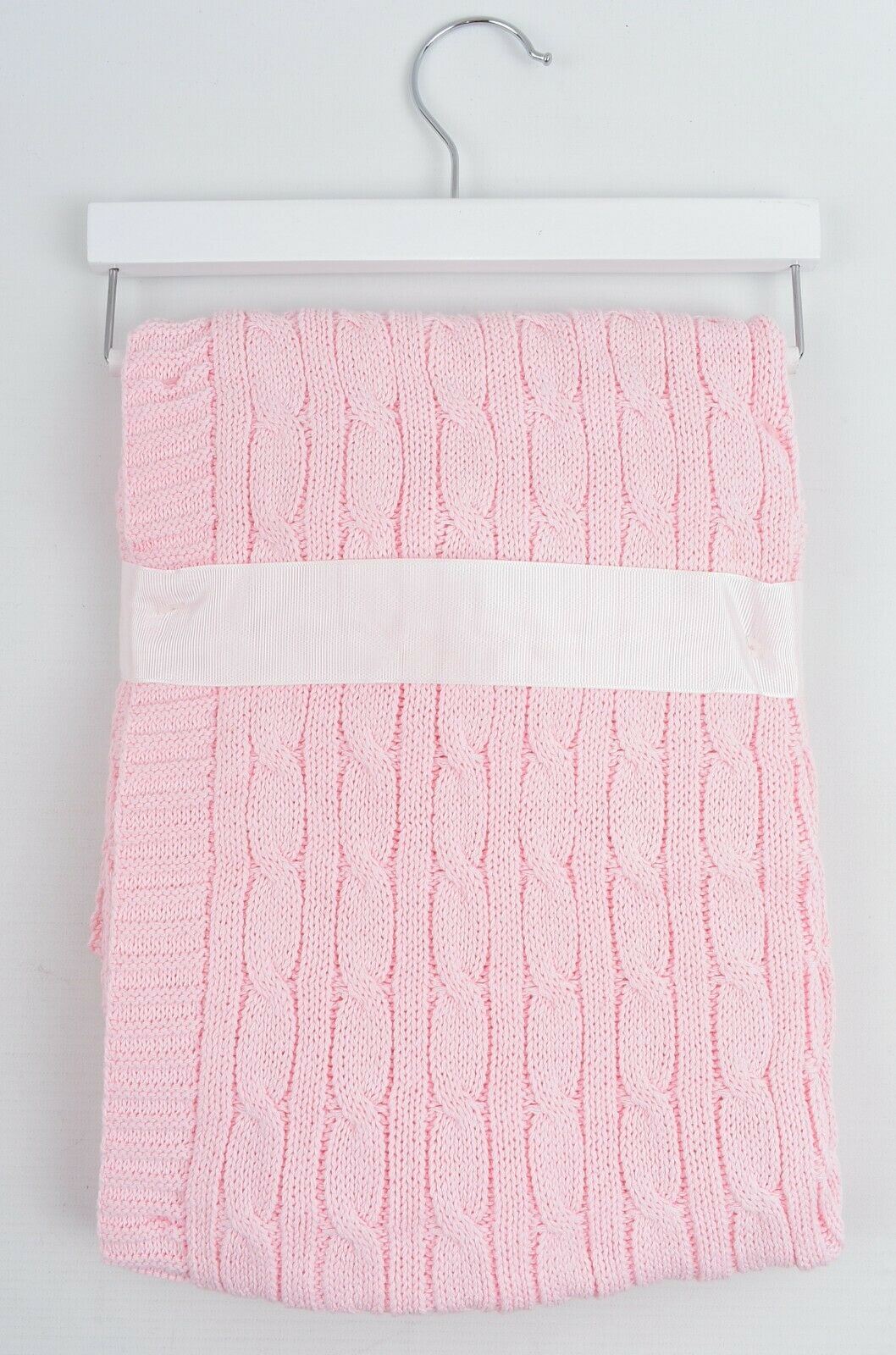 LL Baby Girls' Cable Knit Blanket, Pram /Moses /Cot, Pink, 30" x 40"