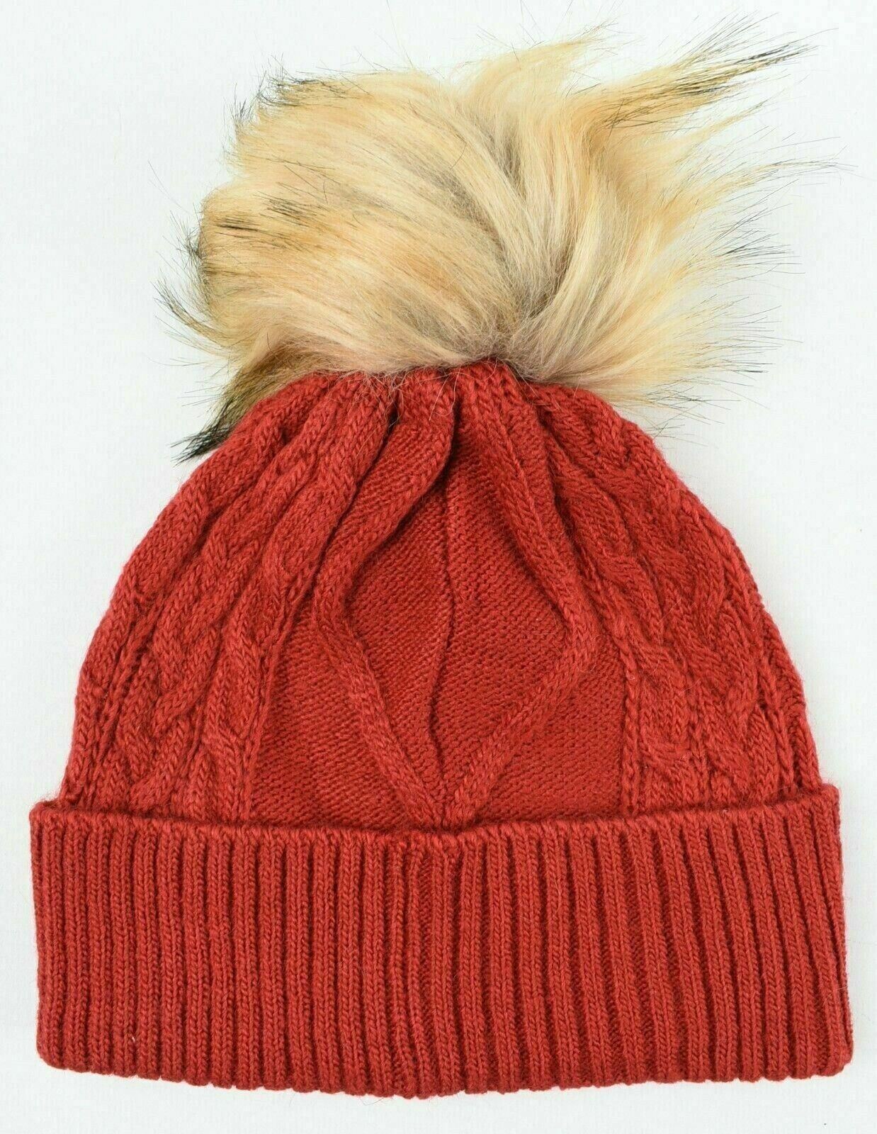 SUPERDRY Women's LANNAH Cable Beanie Bobble Hat, Furnace Red, One Size