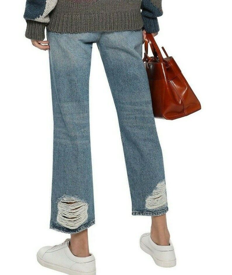 M.I.H Women's JEANNE Cropped Distressed High-rise Straight-leg Jeans, W32