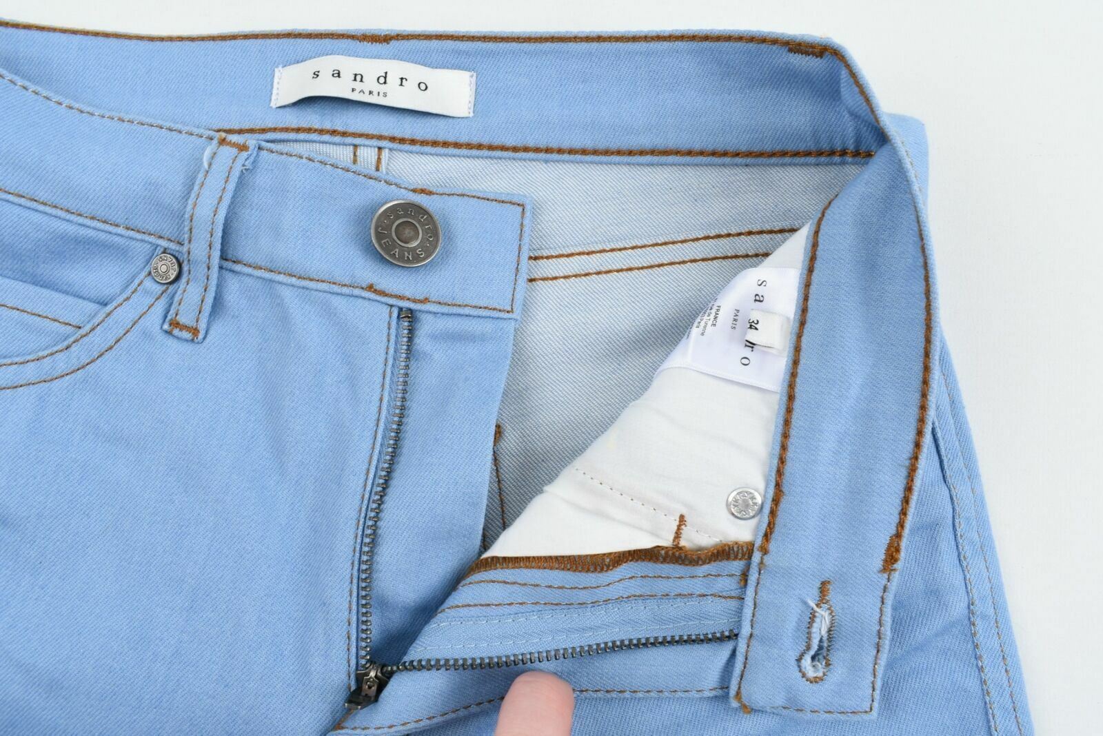 SANDRO PARIS Women's Light Blue Mid Rise Skinny Jeans- EU 34 (UK 6)